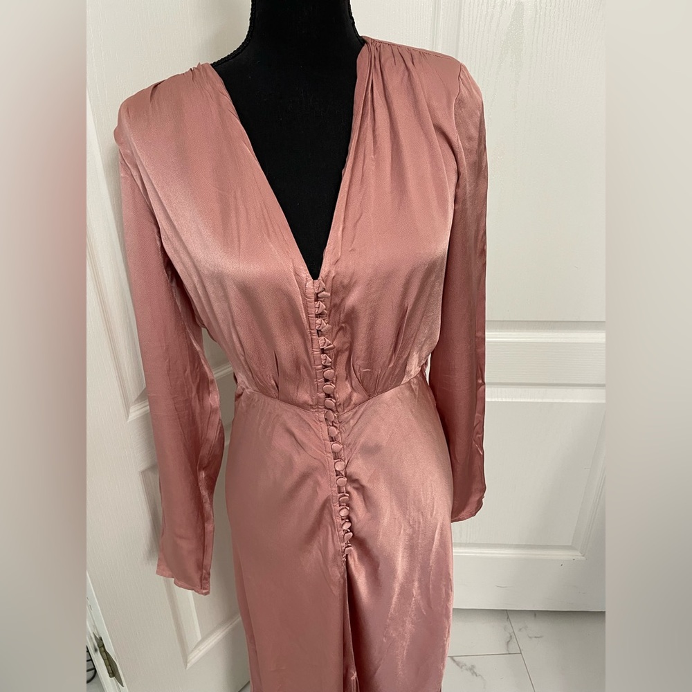 GHOST London vintage midi dress antique rose size S 40s elegant classy bride - Picture 7 of 10